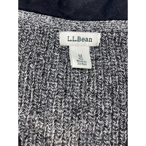 L.L Bean Women's Coastal Cotton Sweater, Cardigan Size M Gray Black Accents VTG‎ - Picture 2 of 10